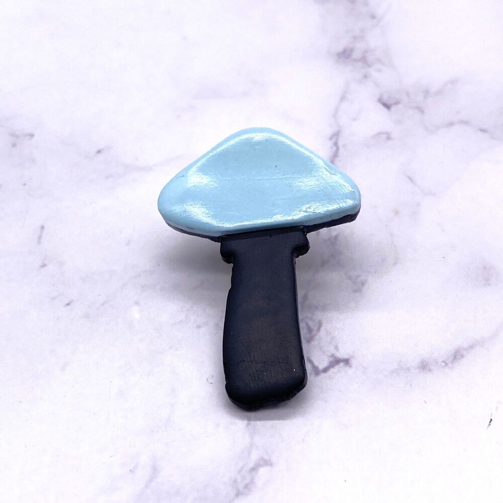 Blue Black Mushroom Pin